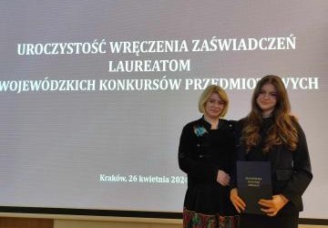 Nasza uczennica w ścisłej czołówce najlepszych miłośników języka ojczystego w Małopolsce.