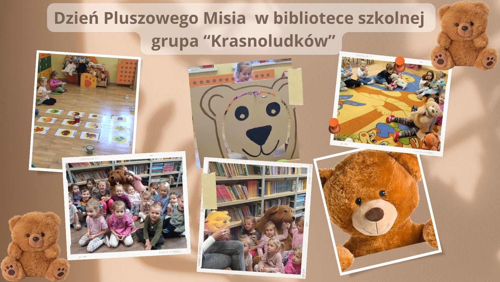 Dzień Pluszowego Misia 🐻🧸 w bibliotece szkolnej - gr. Krasnoludków