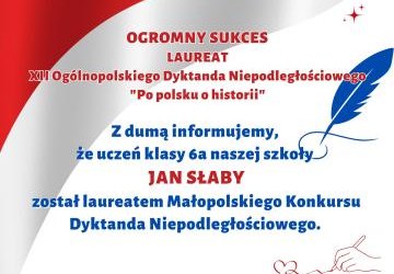 Ogromny sukces LAUREAT XII Ogólnopolskiego Dyktanda Niepodległościowego 