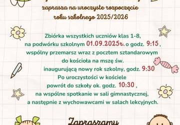 Rozpoczęcie roku szkolnego 2025/2026 - harmonogram