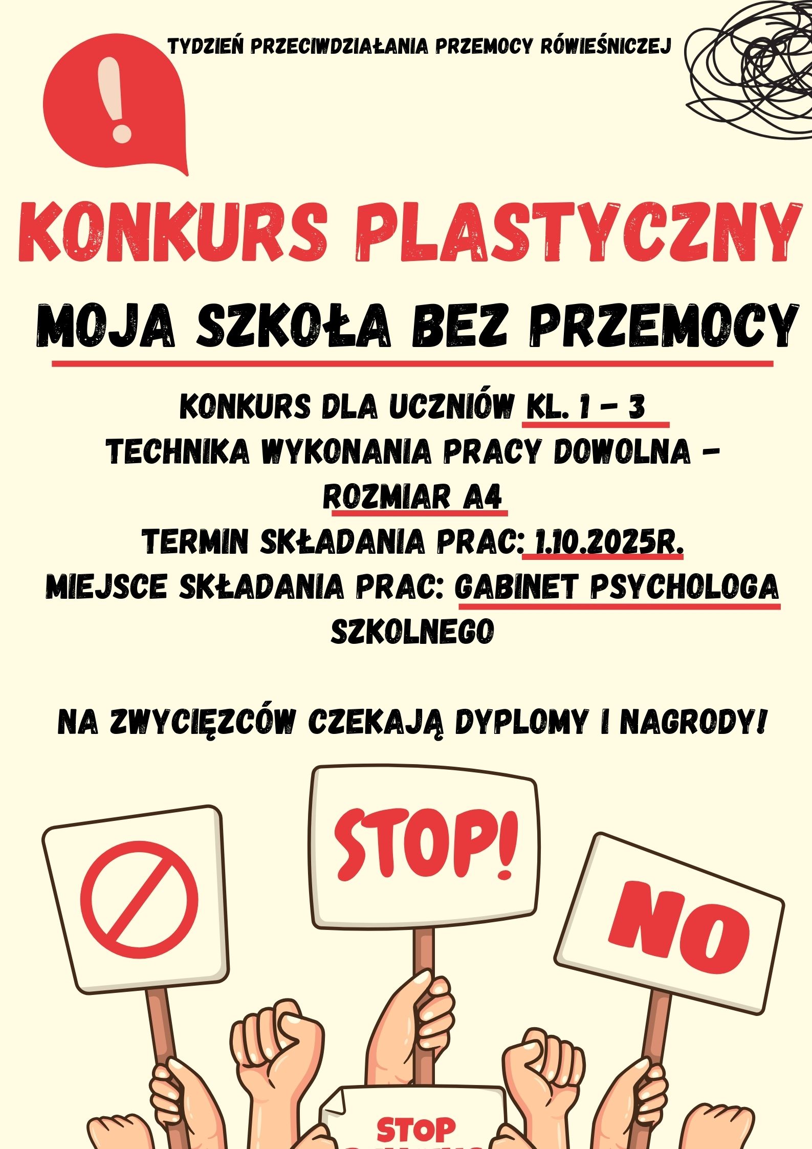„ Moja szkoła bez przemocy!” - konkurs plastyczny