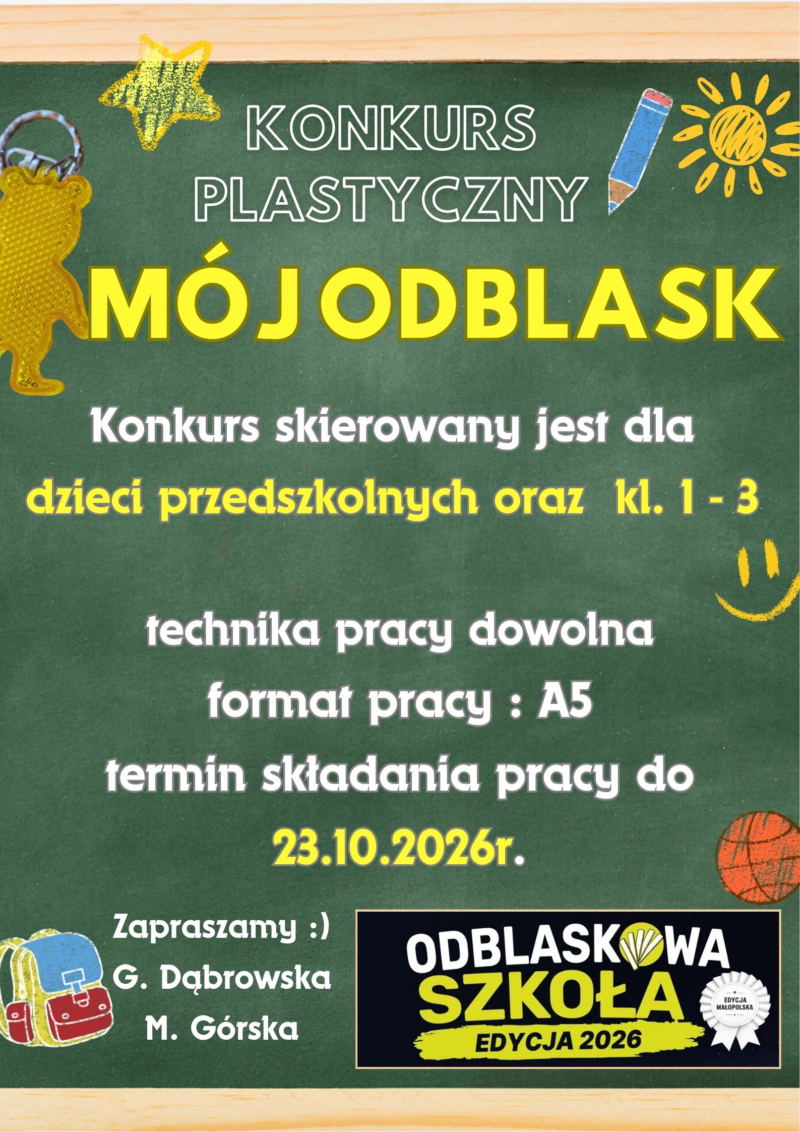 Regulamin Szkolnego Konkursu Plastycznego  „ Mój odblask”